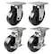 Hyw Products Heavy Duty Caster Set 6in Phenolic Wheels, 2 Rigid & 2 Swivel with Brake, 4PK 40-60R-A1-PH-2,40-60S-A1-PH-TB-2 - alternate 1