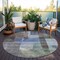 Homeroots 8' Brown Green And Blue Round Abstract Washable Indoor Outdoor Area Rug 604278 - alternate 3