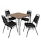 Regency Square Kee Breakroom Table W/ 4 Restaurant Stack Chairs, 30 in W, 30 in L, Noble Oak TB3030NOBPCM29BK - alternate 1