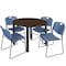 Regency Round Kee Breakroom Table W/ 4 Zeng Stack Chairs, 42 in W, 42 in L, Neo Walnut TB42RNDNWBPBK44BE - alternate 1