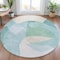Homeroots 8' Pale Aqua And Beige Round Abstract Washable Indoor Outdoor Area Rug 630455 - alternate 2