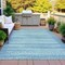 Homeroots 9' X 12' Aqua And Ivory Striped Washable Indoor Outdoor Area Rug 631477 - alternate 3