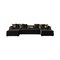 Homeroots Black Velvet U Shaped Sofa and Chaise Sectional With Toss Pillows 643882 - alternate 1