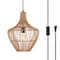 Jonathan Y Lucas 13" 1-Light Farmhouse Coastal Rattan 180" Cord Plug-In or Hardwired LED Pendant, Brown JYL1406A - alternate 1