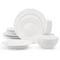 Elama Kim 16 Piece Hobnail Double Bowl Porcelain Dinnerware Set in White ELM-KIM16 - alternate 2