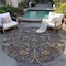 Homeroots 8' Navy Blue Brown And Red Round Floral Washable Indoor Outdoor Area Rug 603427 - alternate 2