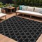 Homeroots 9' X 12' Black And White Geometric Washable Indoor Outdoor Area Rug 613546 - alternate 1