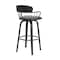 Homeroots 30" Gray And Black Faux Leather Swivel Low Back Bar Height Bar Chair 534443 - alternate 2