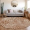 Homeroots 8' Brown And Beige Round Geometric Washable Indoor Outdoor Area Rug 595111 - alternate 2