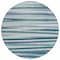 Homeroots 8' Teal Blue Gray And Ivory Round Striped Washable Indoor Outdoor Area Rug 597363 - alternate 2