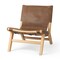 Homeroots 32" Brown and Natural Genuine Leather and Solid Wood Slipper Chair 606001 - alternate 1