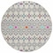 Homeroots 8' Linen Pink And Orange Round Geometric Washable Indoor Outdoor Area Rug 612192 - alternate 2