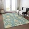 Homeroots 10' X 14' Teal Blue Ivory And Green Floral Washable Indoor Outdoor Area Rug 605228 - alternate 2