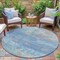 Homeroots 8' Aqua And Beige Round Abstract Washable Indoor Outdoor Area Rug 631445 - alternate 2