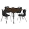 Regency Square Kee Mobile Adjustable Classroom Table W/ 4 Andy Chairs, 48 in W, 48 in L, Neo Walnut TB4848NWAPCBK40BK - alternate 1