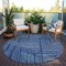 Homeroots 8' Navy Blue And Ivory Round Geometric Washable Indoor Outdoor Area Rug 600842 - alternate 2