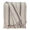 Homeroots 67" X 52" Beige And Taupe Cotton Woven Striped Throw Blanket with Fringe 476213 - alternate 2