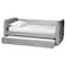 Baxton Studio Finch Modern Light Grey Velvet Fabric Twin Size Daybed with Trundle 250-13776-ZORO - alternate 2