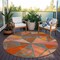 Homeroots 8' Rust Gray And Pink Round Geometric Washable Indoor Outdoor Area Rug 600392 - alternate 2