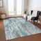 Homeroots 5' X 8' Teal Blue And Gray Striped Washable Indoor Outdoor Area Rug 617699 - alternate 2