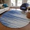 Homeroots 8' Navy Blue Gray And Ivory Round Striped Washable Indoor Outdoor Area Rug 597267 - alternate 3