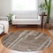 Homeroots 8' Brown And Beige Round Striped Washable Indoor Outdoor Area Rug 602763 - alternate 2