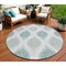 Homeroots 8' Aqua Teal Blue And Ivory Round Ikat Washable Indoor Outdoor Area Rug 589070 - alternate 1