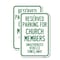 Signmission Reserved Parking for Church Members Unauthorized Vehicl, 12'' X 18'', Heavy Gauge Aluminum, 2PK A-1218-2PACK-23125 - alternate 1