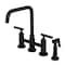 Kingston Brass Bridge Kitchen Faucet with Brass Sprayer, Matte Black KS8280CMLBS - alternate 1