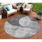 Homeroots 8' Gray And Charcoal Round Geometric Washable Indoor Outdoor Area Rug 604913 - alternate 1