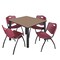 Regency Square Kee Breakroom Table W/ 4 M Stack Chairs, 48 in W, 48 in L, Noble Oak TB4848NOBPBK47BY - alternate 1