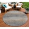 Homeroots 8' Pewter Round Striped Washable Indoor Outdoor Area Rug 608487 - alternate 1