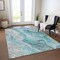 Homeroots 3' X 5' Teal Blue And Ivory Abstract Washable Indoor Outdoor Area Rug 617614 - alternate 2