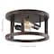 Jonathan Y Atelier 12.75" 2-Light Iron Rustic Industrial LED Flush Mount, Brown JYL7516A - alternate 3