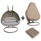 Leisuremod Wicker Hanging 2 person Egg Swing Chair With Outdoor Cover, Beige ESC57BG-C - alternate 2