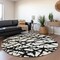 Homeroots 8' Black And Ivory Round Abstract Washable Indoor Outdoor Area Rug 614319 - alternate 2