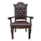 Homeroots Set of Two Tufted Brown and Redwood Upholstered Faux Leather And Solid Wood Dining Arm Chairs, 2PK 573370 - alternate 1