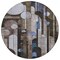 Homeroots 8' Brown Gray And Blue Round Geometric Washable Indoor Outdoor Area Rug 604496 - alternate 2