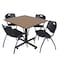 Regency Square Kobe Breakroom Table W/ 4 M Stack Chairs, 48 in W, 48 in L, Noble Oak TKB4848NO47BK - alternate 1