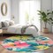 Homeroots 8' Blush And Pink Round Floral Washable Indoor Outdoor Area Rug 610975 - alternate 3