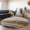 Homeroots 8' Khaki Black And Terra Cotta Round Abstract Washable Indoor Outdoor Area Rug 605827 - alternate 2