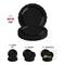Smarty Had A Party 7.5" Black Vintage Rim Round Disposable Plastic Appetizer/Salad Plates (120 Plates), 120PK 867B-CASE - alternate 4