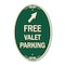 Signmission Free Valet Parking with Upper Right Arrow, 12 In X 18 In Architectural Oval, Heavy Gauge Aluminum A-OV-G-1218-23940 - alternate 1