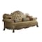 Homeroots 85" Bone Faux Leather Wood Sofa With Toss Pillows 490997 - alternate 1
