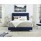 Homeroots Navy Blue Solid Wood Queen Upholstered Velvet Bed with Nailhead Trim 544792 - alternate 2