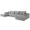Homeroots 135" Gray Corduroy Modular Compression Foam Sofa With Ottoman And Toss Pillows 712947 - alternate 2