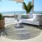 Homeroots 8' Beige Tan And Taupe Round Striped Washable Indoor Outdoor Area Rug 577976 - alternate 3
