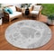 Homeroots 8' Gray Silver And Ivory Round Nautical Washable Indoor Outdoor Area Rug 581505 - alternate 1