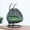 Leisuremod Charcoal Wicker Hanging 2 person Egg Swing Chair with Dark Green Cushions ESCCH-57DG - alternate 2