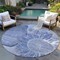 Homeroots 8' Sky Blue And Indigo Round Floral Washable Indoor Outdoor Area Rug 582244 - alternate 3